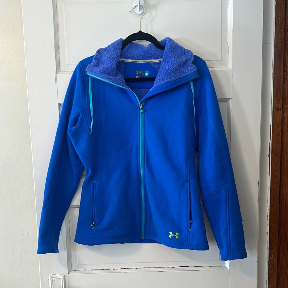 Under Armour Blue Ski Jacket with Hood and Full Zipper